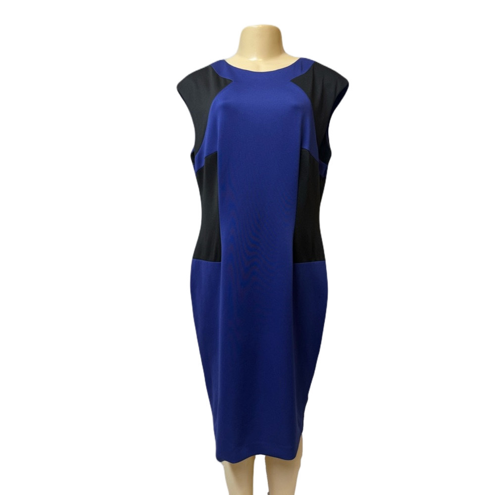 R&M Richards Blue and Black Midi Dress